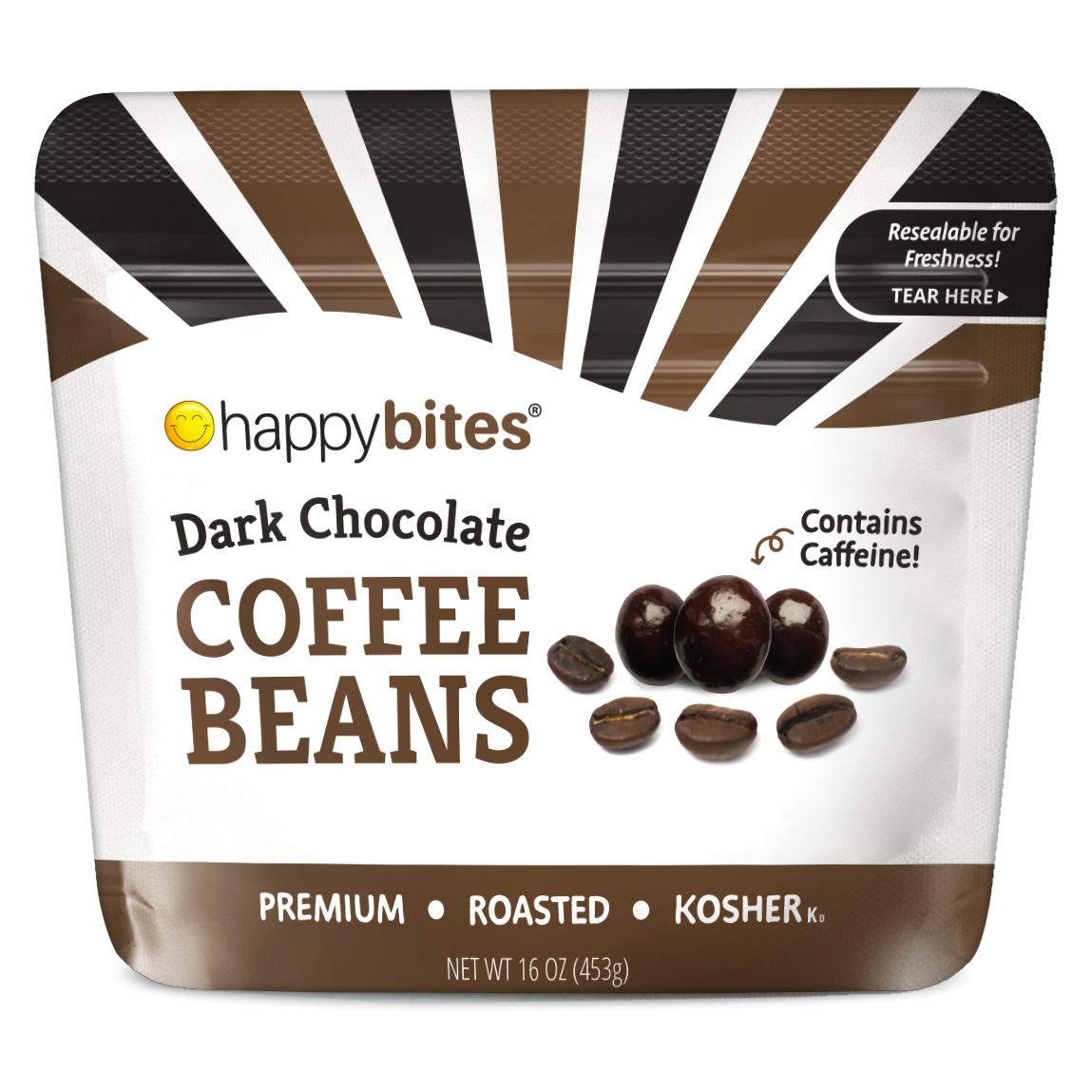 Happy Bites Dark Chocolate Covered Coffee Beans - Resealable Pouch