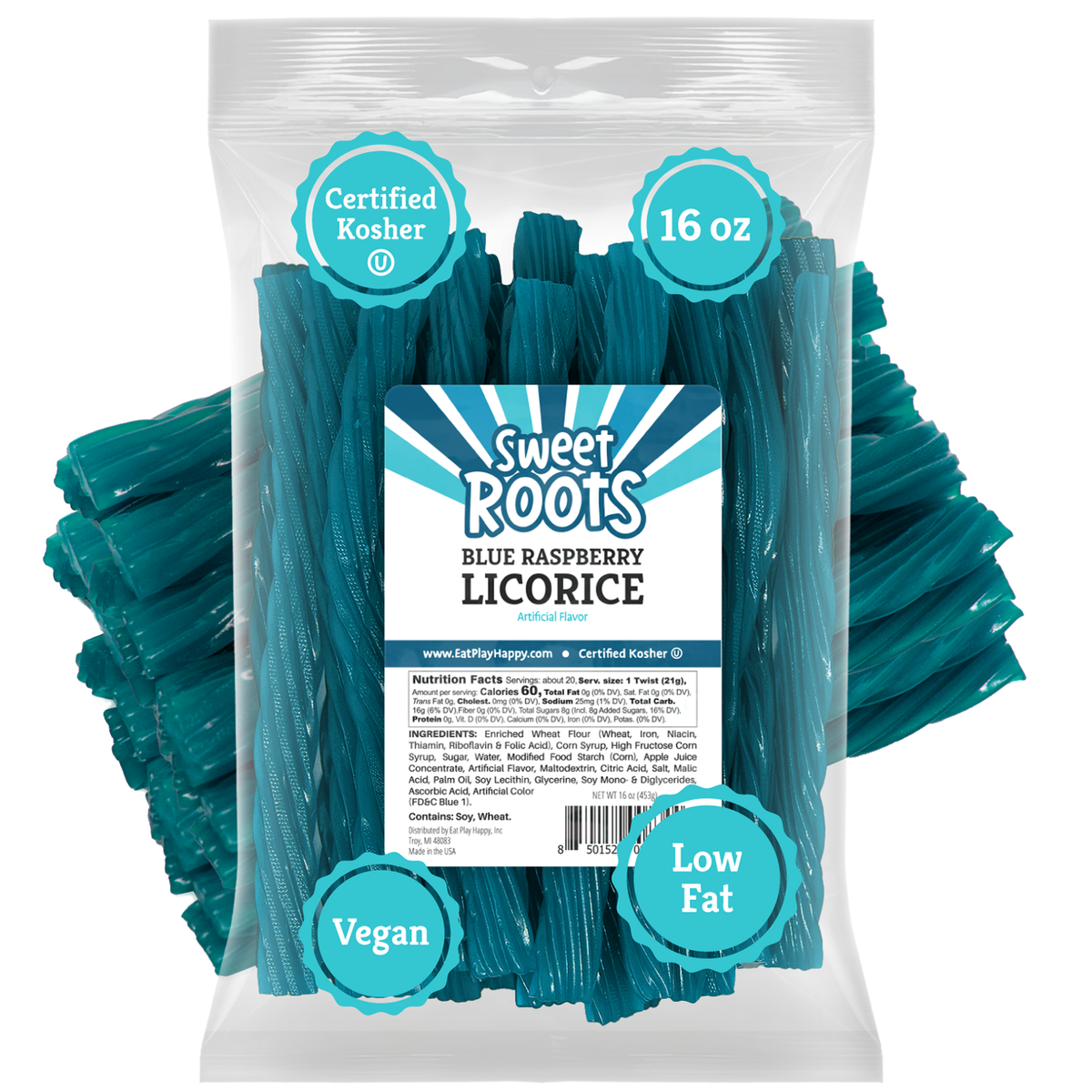 Sweet Roots Blue Raspberry Jumbo Licorice Twists (16 oz) – Eat