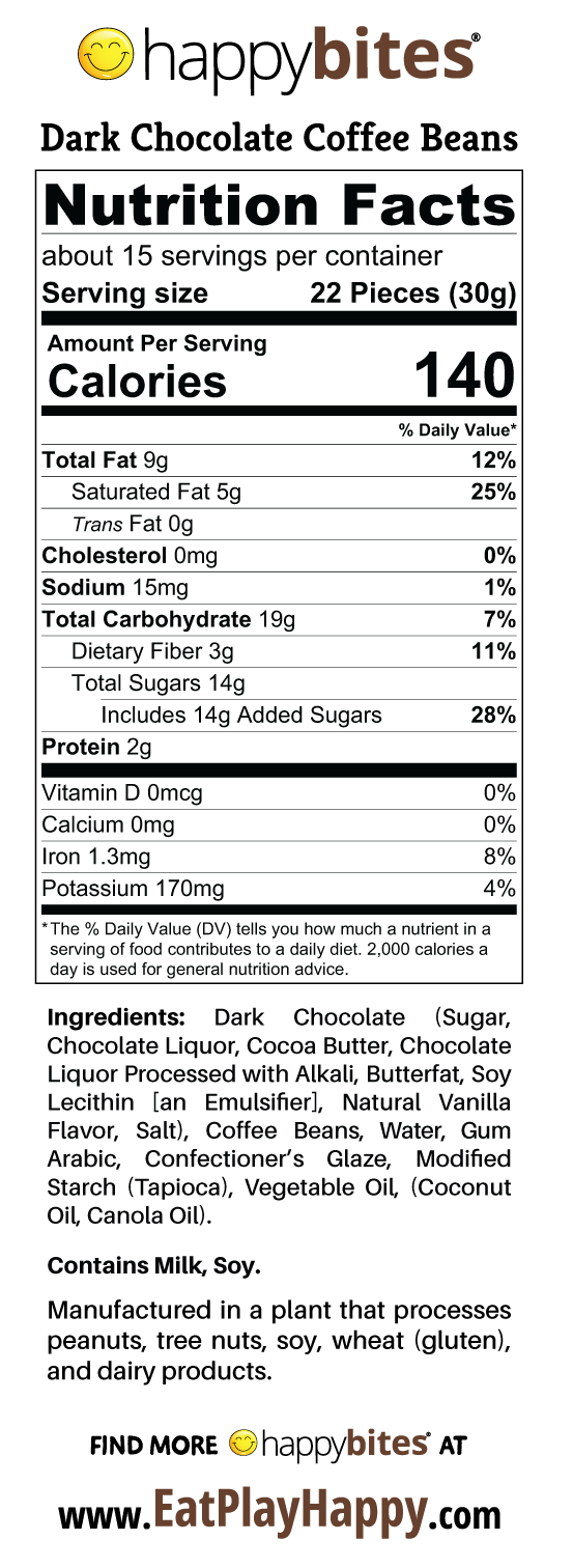 Happy Bites Dark Chocolate Coffee Beans (16 oz)