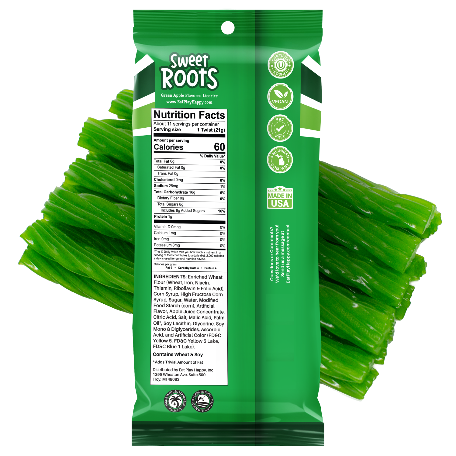 Sweet Roots Green Apple Jumbo Licorice Twists (8 oz) – Eat Play Happy