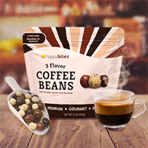 Happy Bites 3 Flavor Covered Coffee Beans - Resealable Pouch – Eat