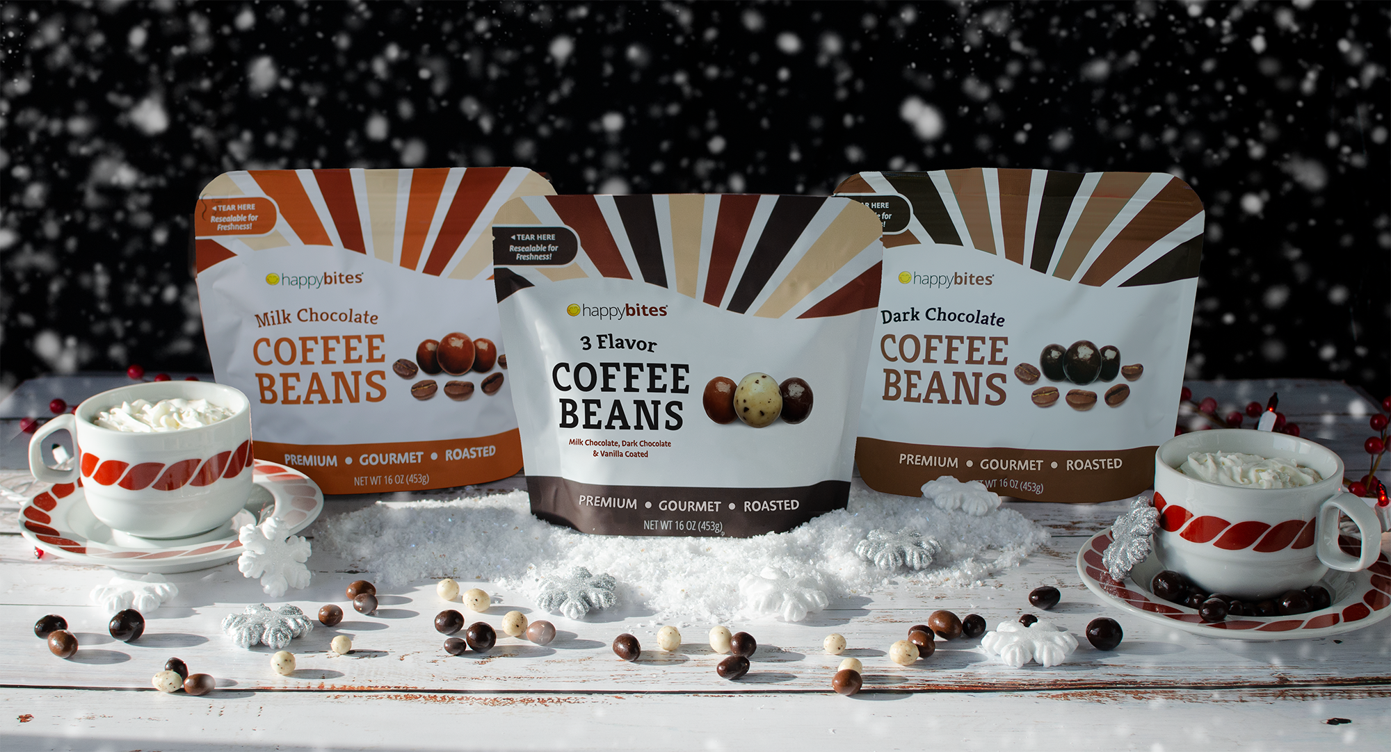 Happy Bites Dark Chocolate Covered Coffee Beans - Resealable Pouch